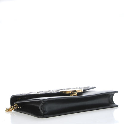 Fendi Vitello Liberty F is Fendi Bi-Color FF 1974 Embossed Medium Envelope Wallet On Chain Black Maya 3 of 7