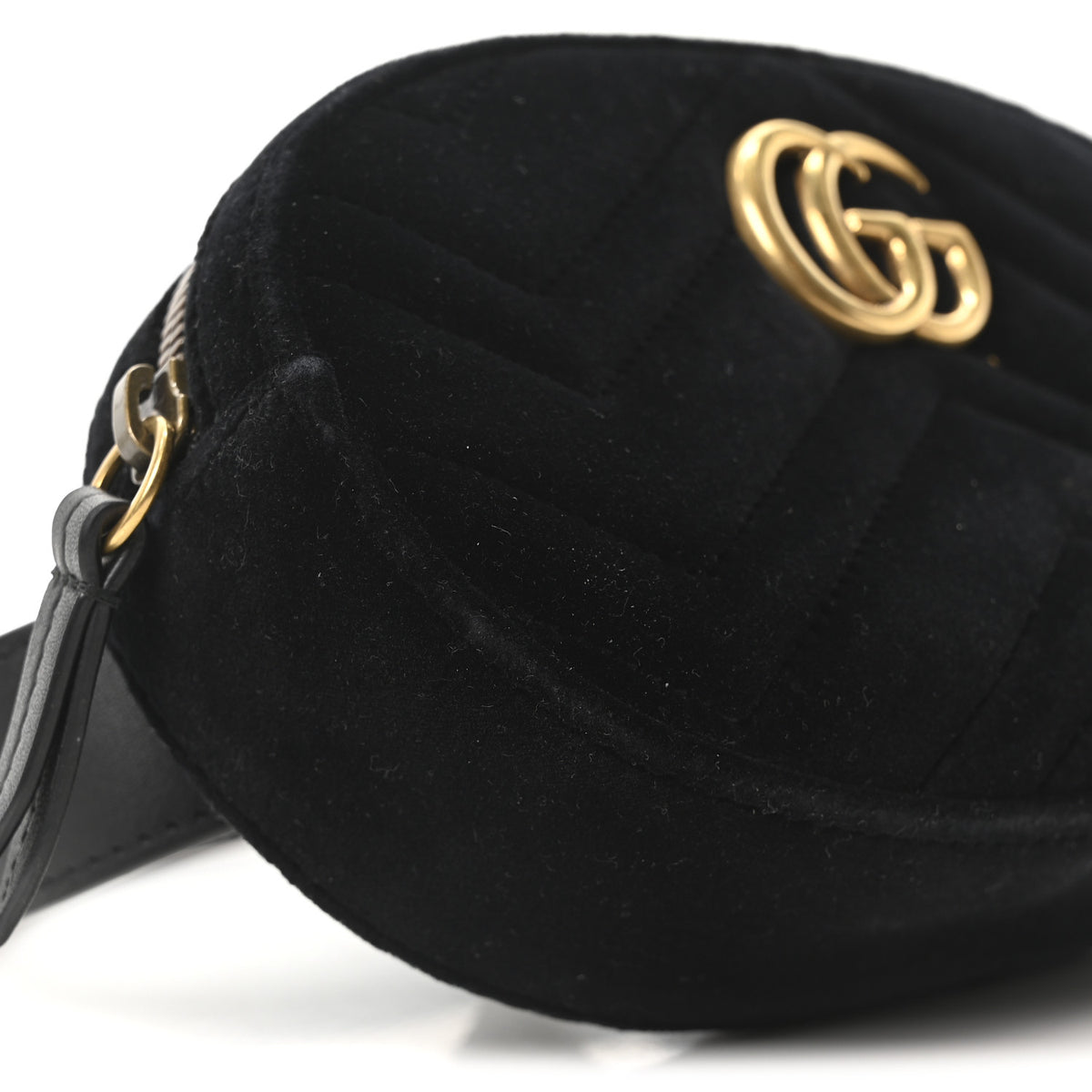 Gucci Velvet Matelasse GG Marmont Belt Bag 85 34 Black  display picture 3