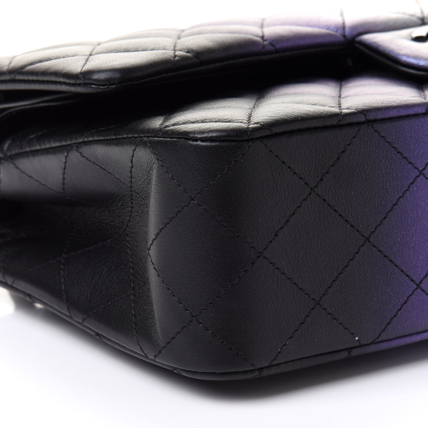 Calfskin Quilted Ombre Medium Double Flap Black