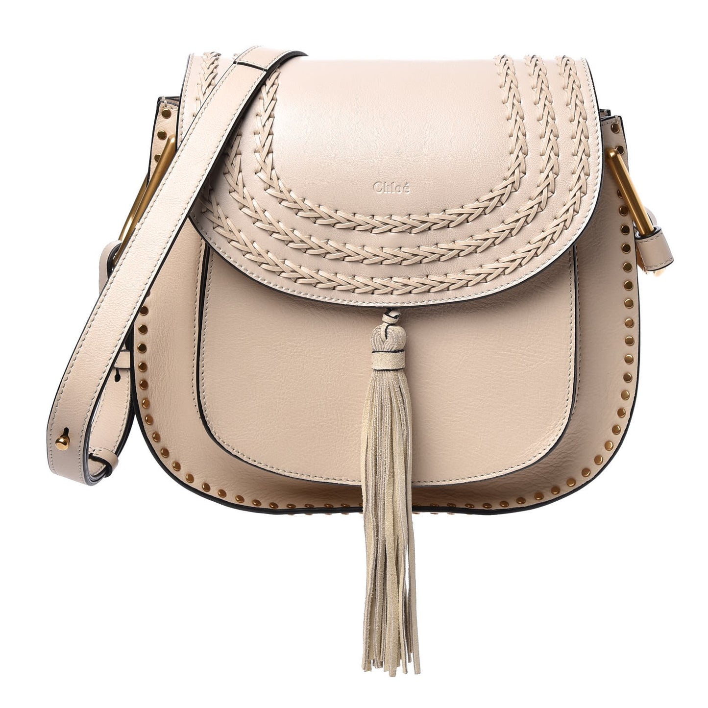Calfskin Braided Medium Hudson Shoulder Bag Abstract White