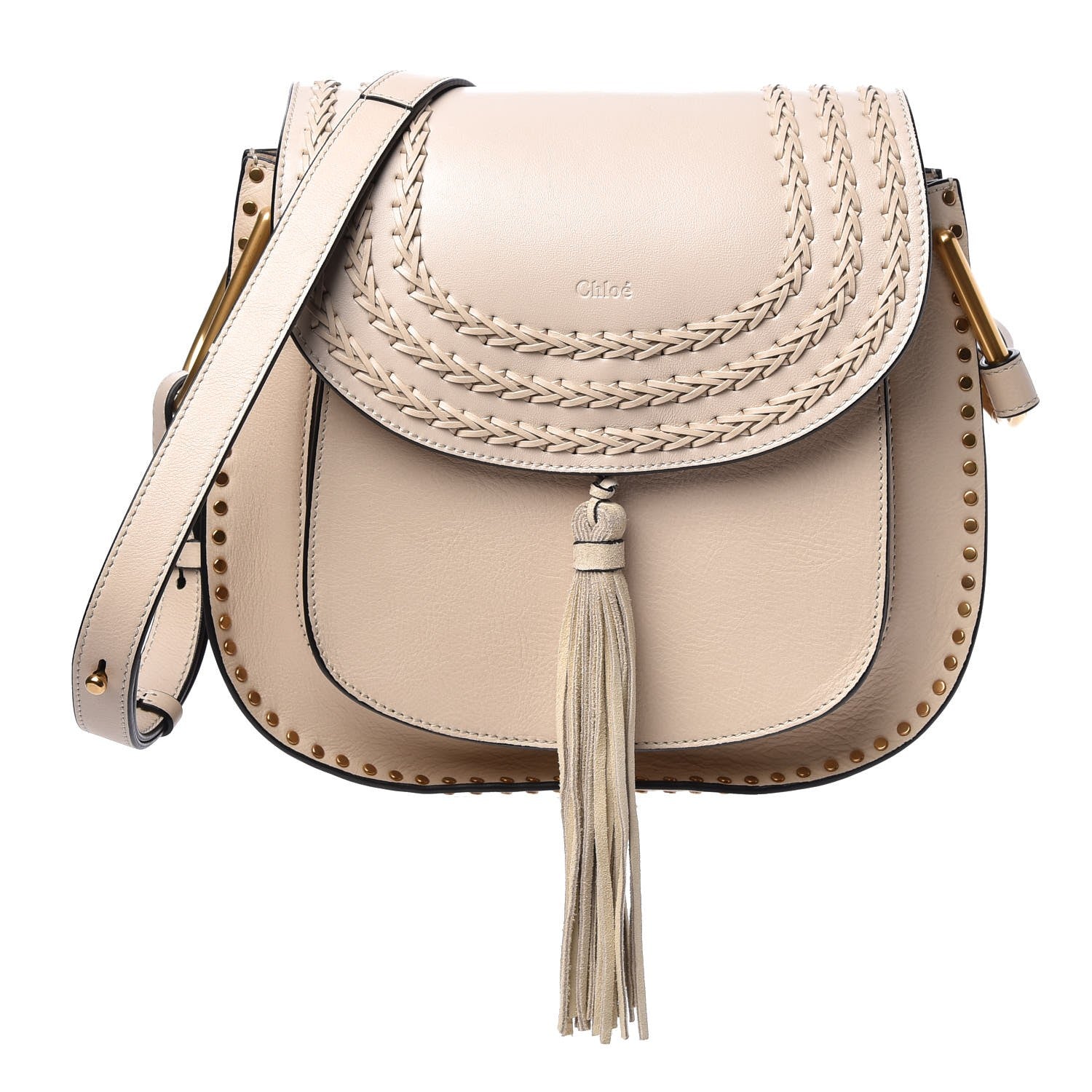 Chloe Calfskin Braided Medium Hudson Shoulder Bag Abstract White 1 of 8