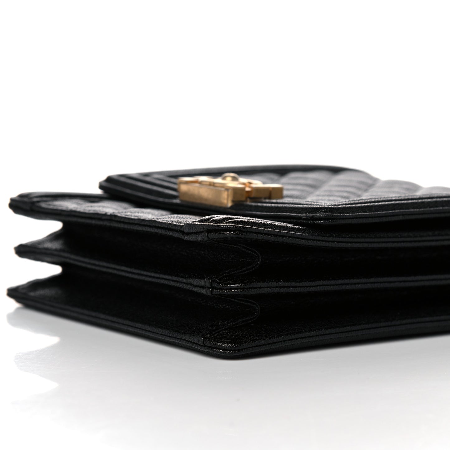 Caviar Quilted North South Boy Flap Black