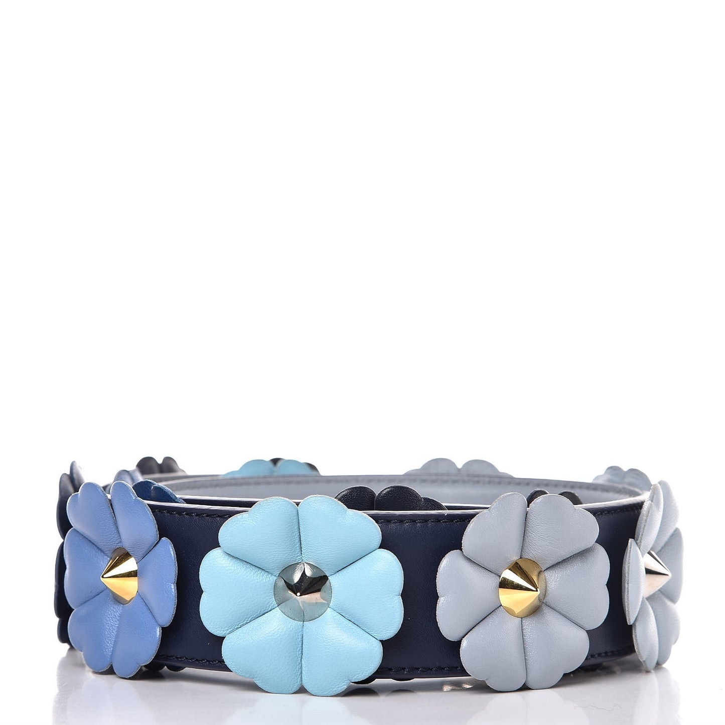 Vitello Dolce Flowerland Bi-Color Studded Strap You Blueberry Azzurro Polvere Multicolor