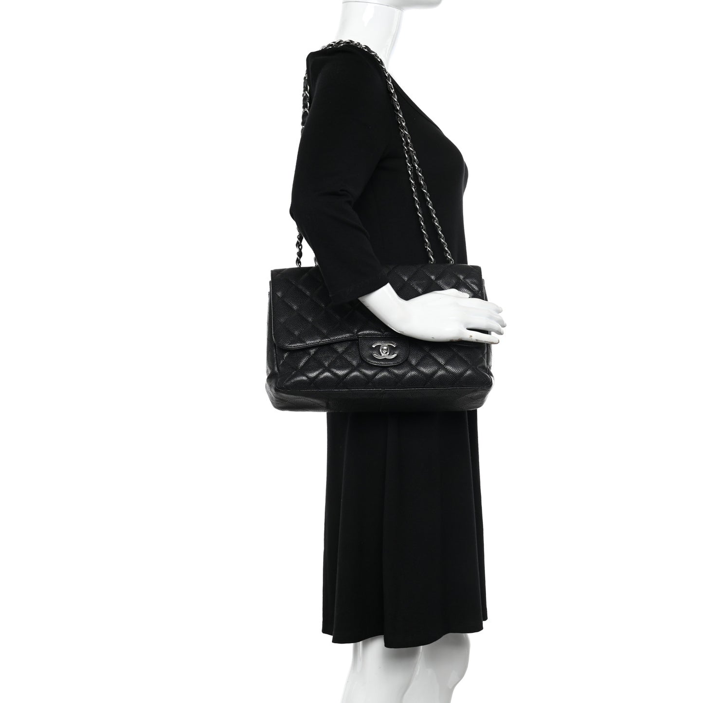 Caviar Quilted Jumbo Single Flap Black