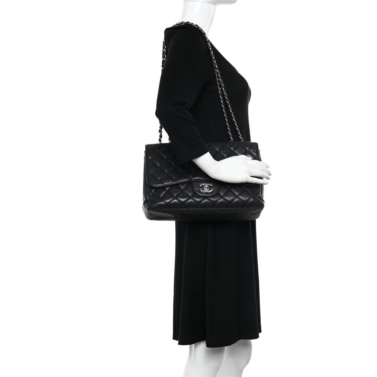 Chanel Caviar Quilted Jumbo Single Flap Black 2 of 13