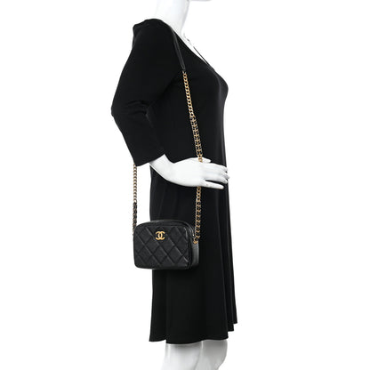 Chanel Shiny Caviar Quilted Chain Melody Camera Bag Black 2 of 10