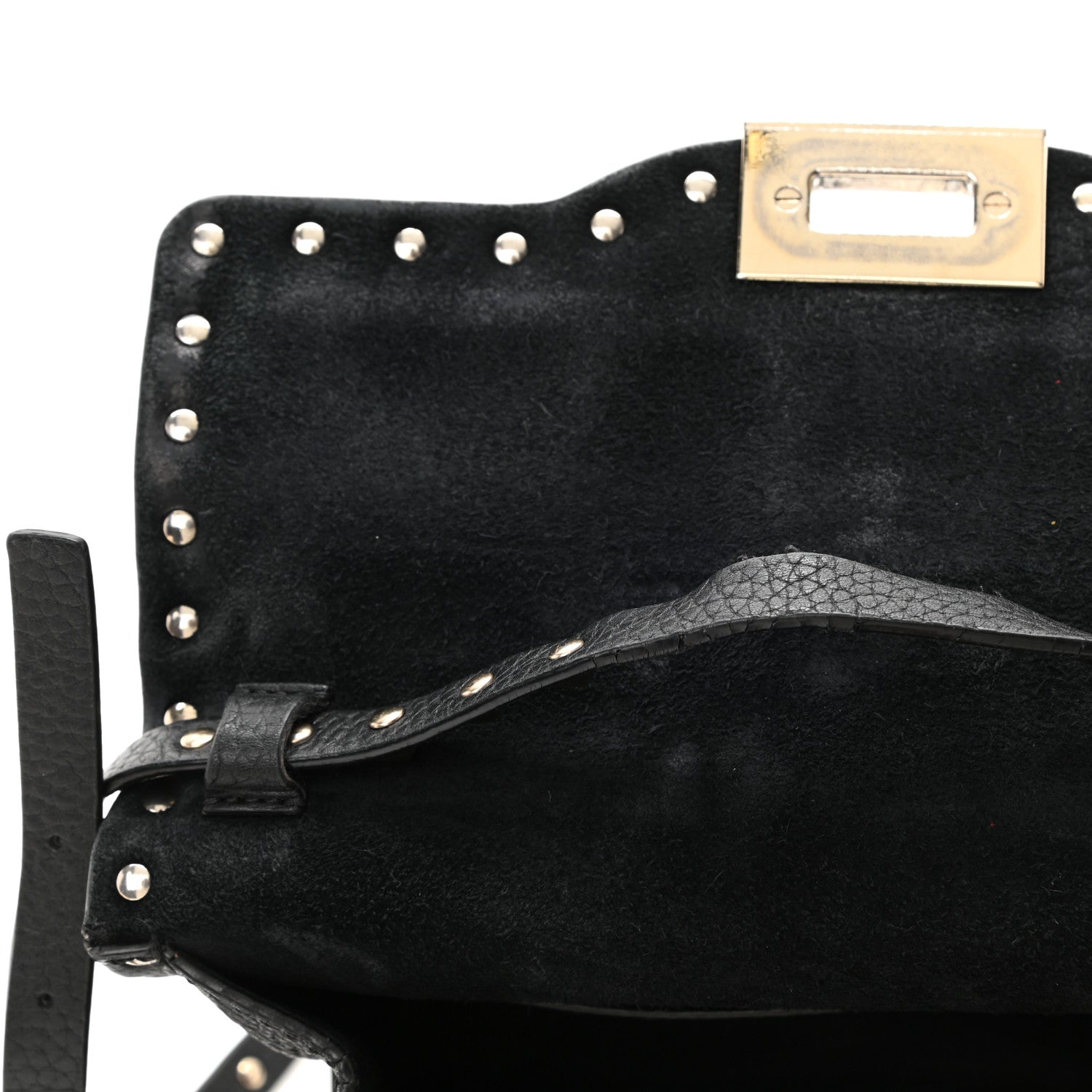 Valentino Garavani Pebbled Calfskin Medium Rockstud Flip Lock Crossbody Bag Black 8 of 11