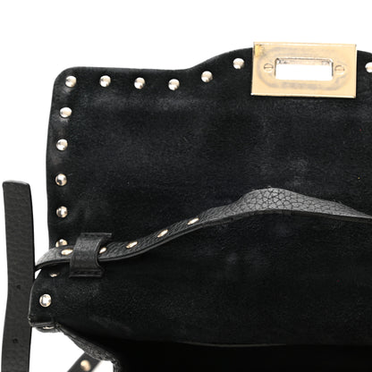 Valentino Garavani Pebbled Calfskin Medium Rockstud Flip Lock Crossbody Bag Black 8 of 11