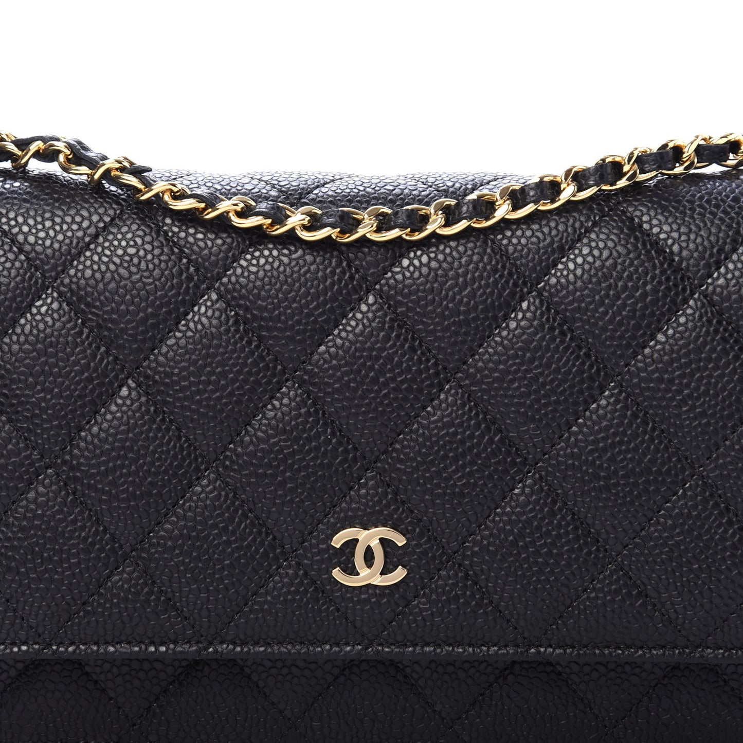Caviar Quilted Wallet On Chain WOC Black