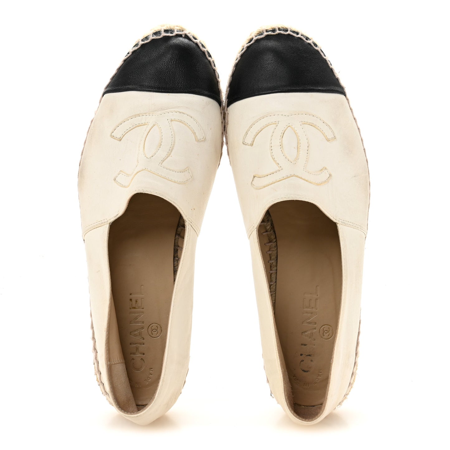Lambskin CC Espadrilles 38 White Black