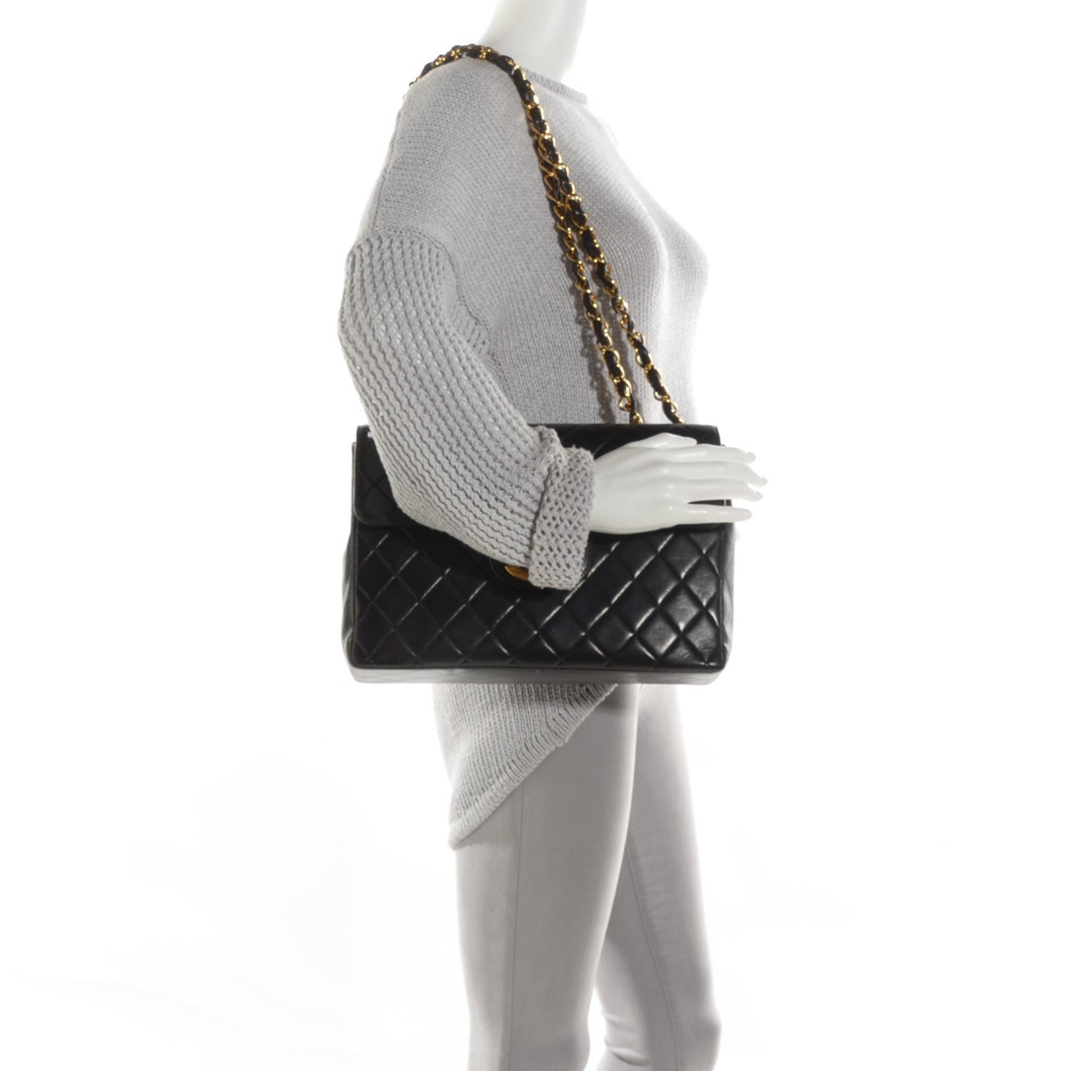 Chanel Lambskin Quilted Jumbo Flap Black 2 of 9