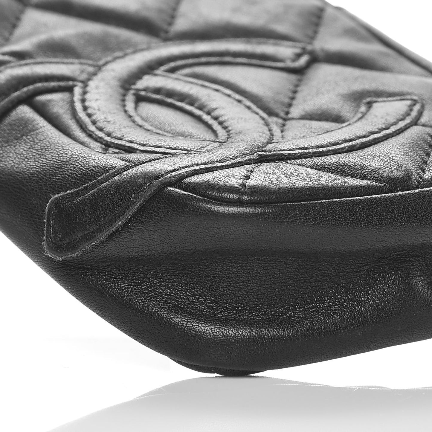 Calfskin Quilted Cambon Cigarette Case Holder Black
