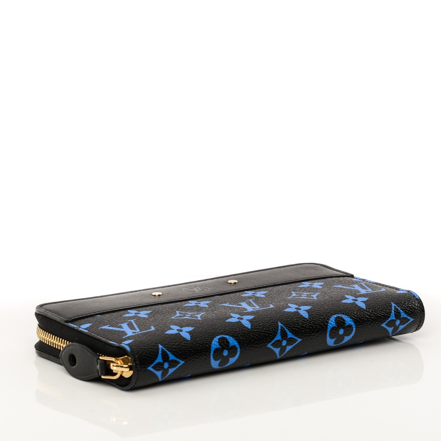 Louis Vuitton Calfskin Colored Monogram Zippy Wallet Blue Black 4 of 7
