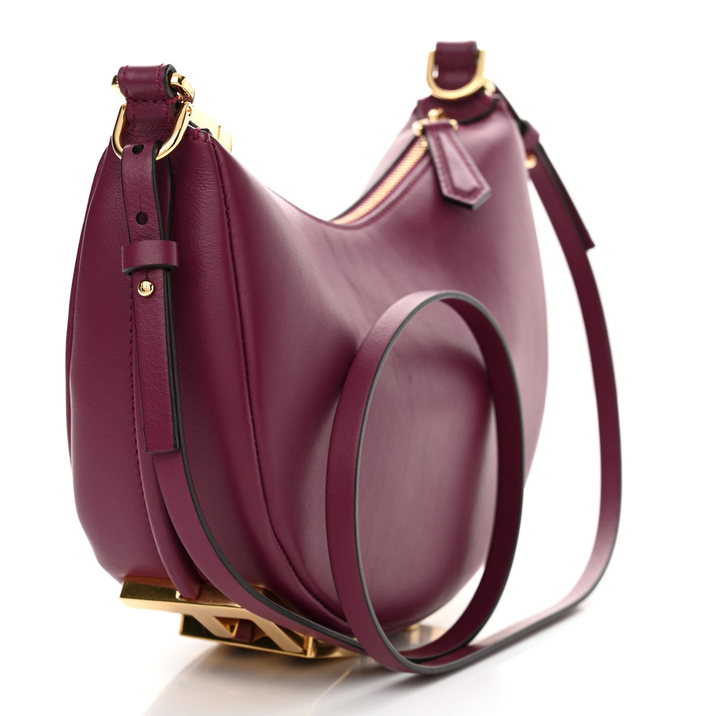 Vitello Grace Matte Mini Fendigraphy Hobo Bag Rosso Roma