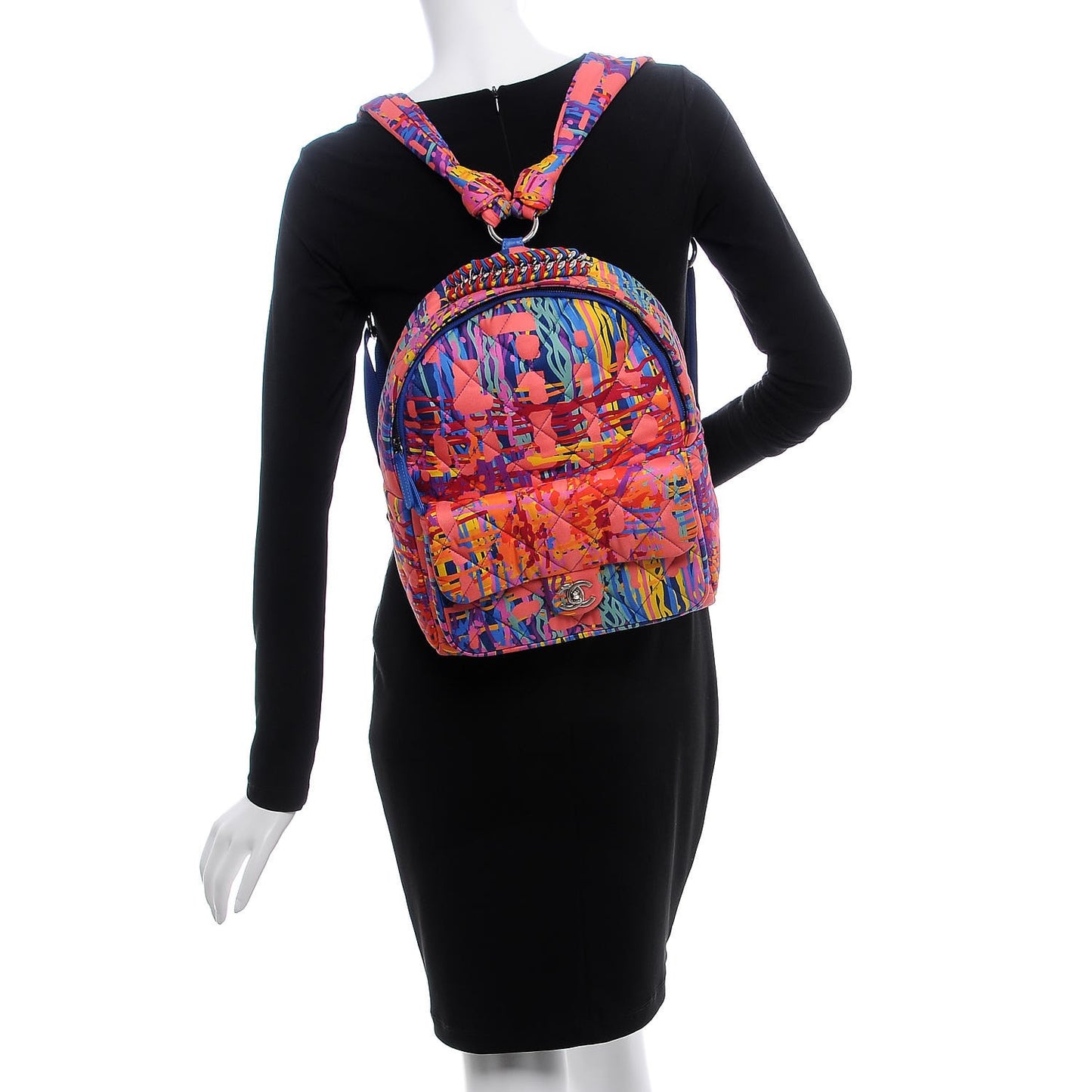 Foulard Fabric Quilted Printed Backpack Pink