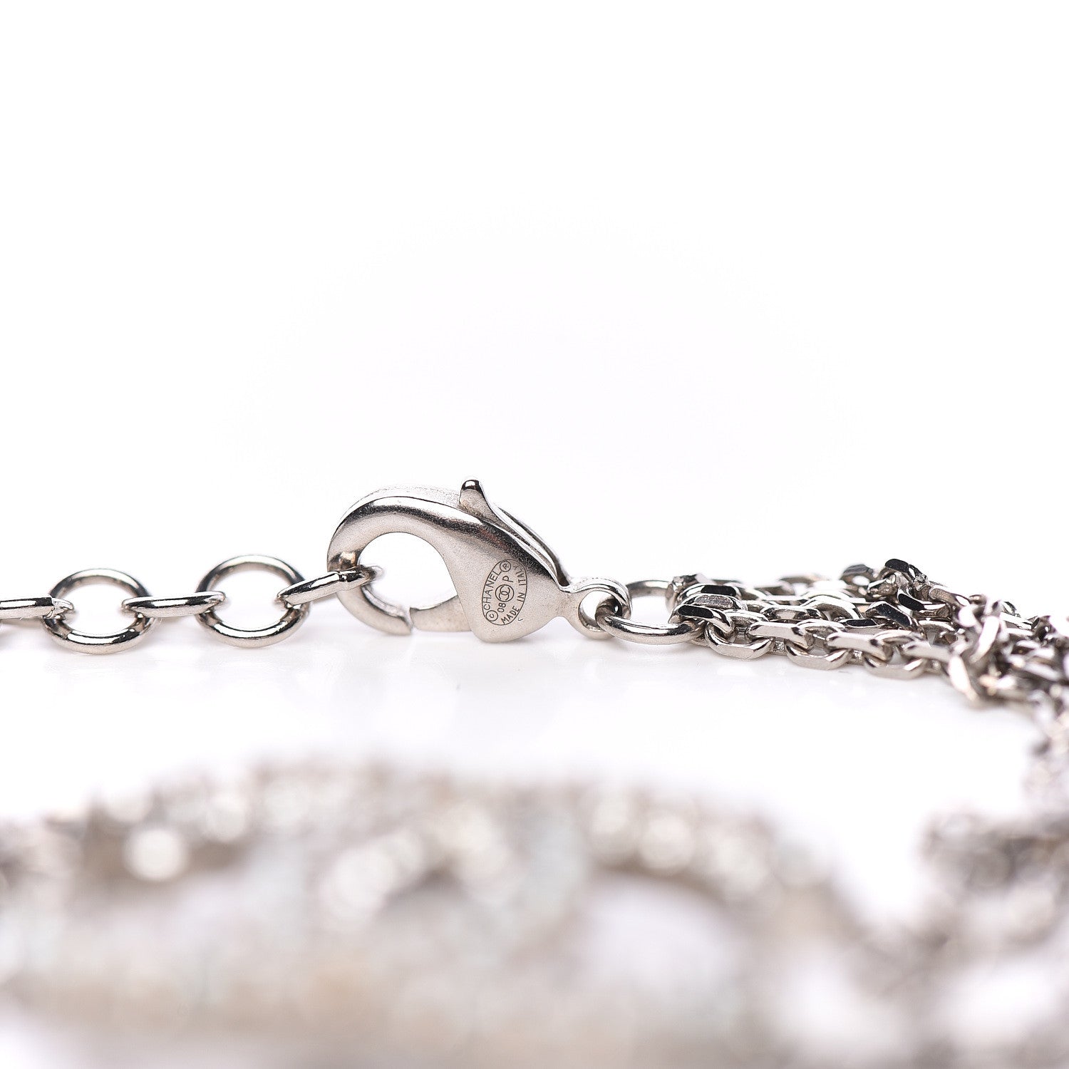 Chanel Pearl Crystal CC Bracelet Silver 3 of 4