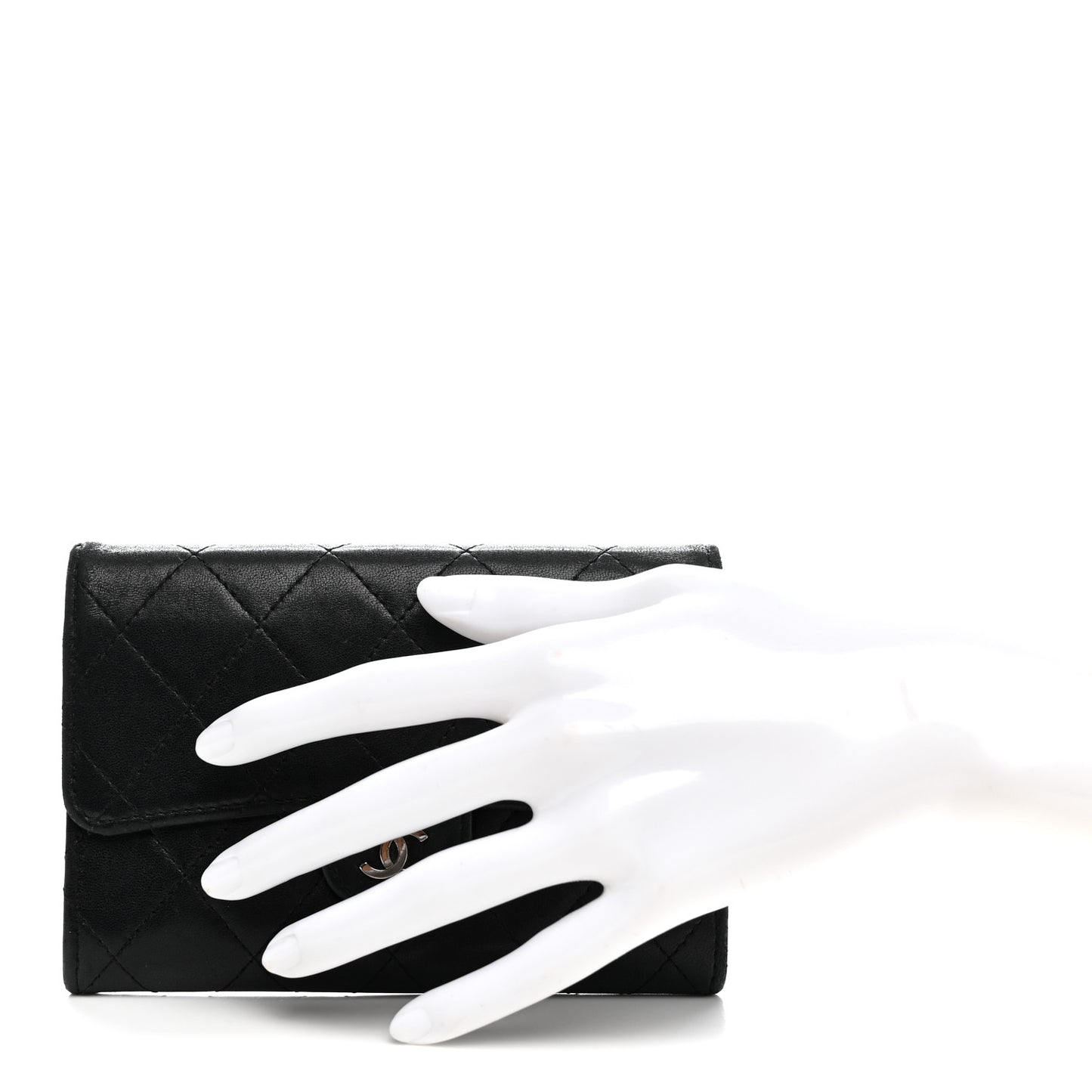 Lambskin Quilted Medium Flap Wallet Black