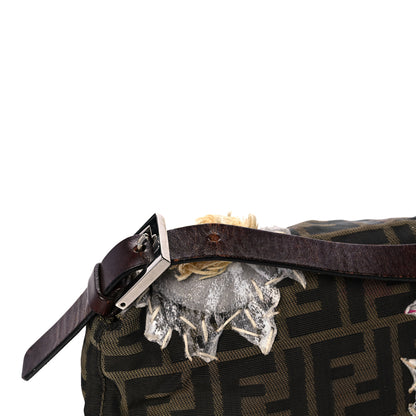 Fendi Zucca Flower Applique Baguette Tobacco 10 of 17