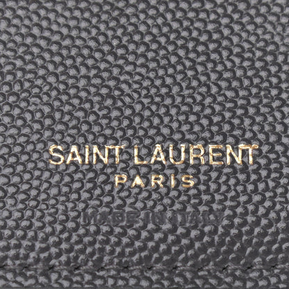Saint Laurent Grain De Poudre Matelasse Chevron Monogram Zipped Two-Part Wallet Storm 6 of 9