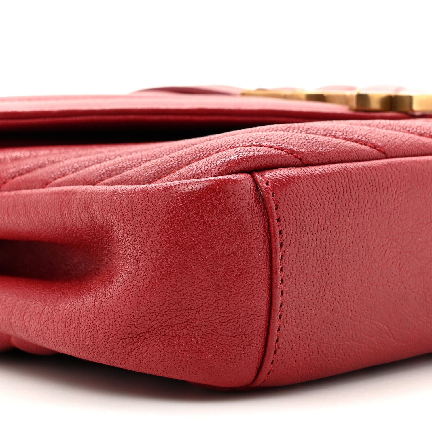 Saint Laurent Sheepskin Matelasse Chevron Monogram Medium College Bag Rouge 10 of 13