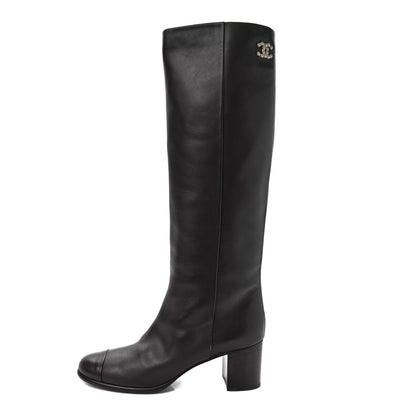 Chanel Calfskin CC High Boots 40.5 Brown 1 of 8