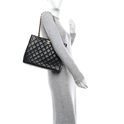 Chanel Lambskin Quilted Shopping Tote Black 2 of 10