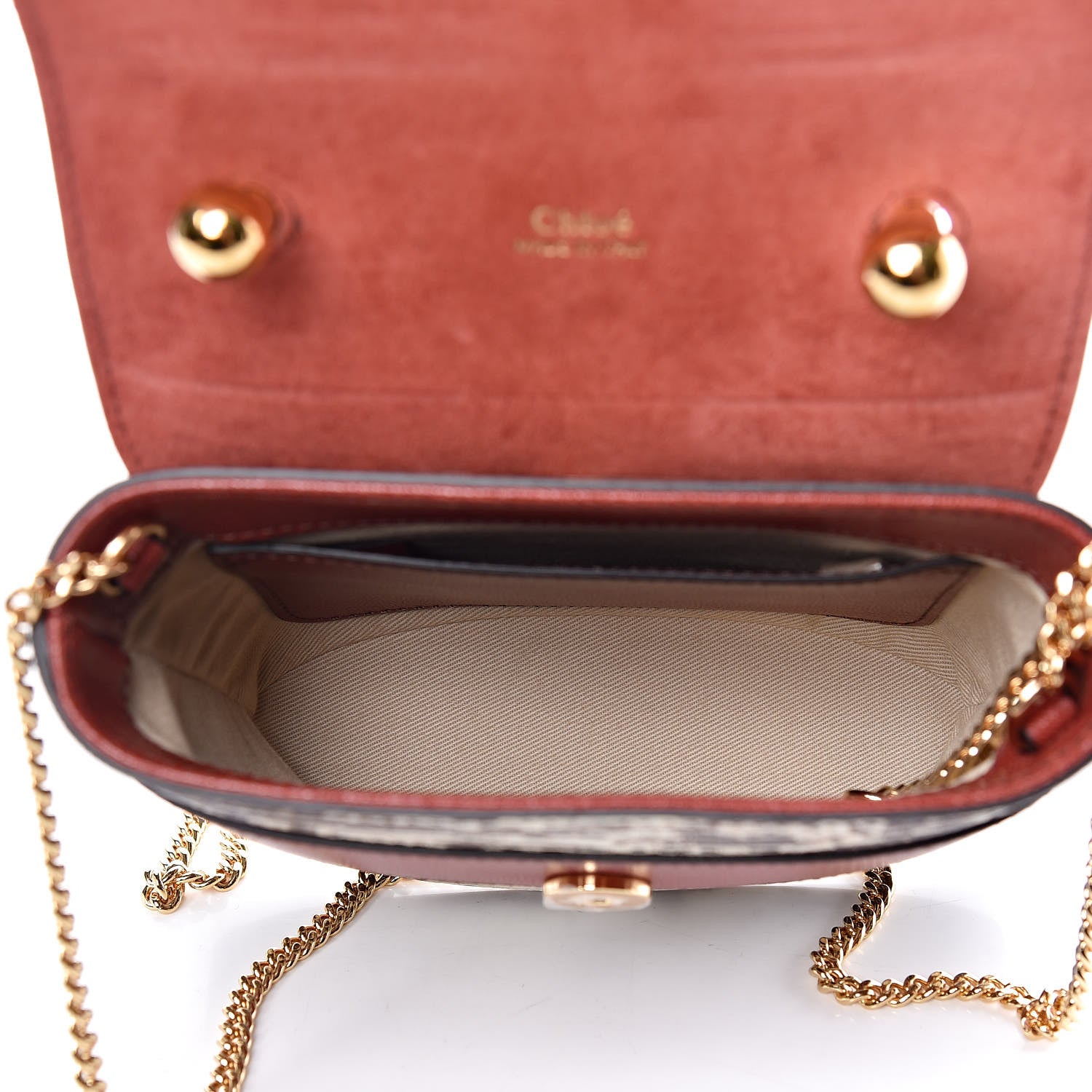 Chloe Calfskin Lizard Embossed Small Aby Lock Sepia Brown 5 of 6