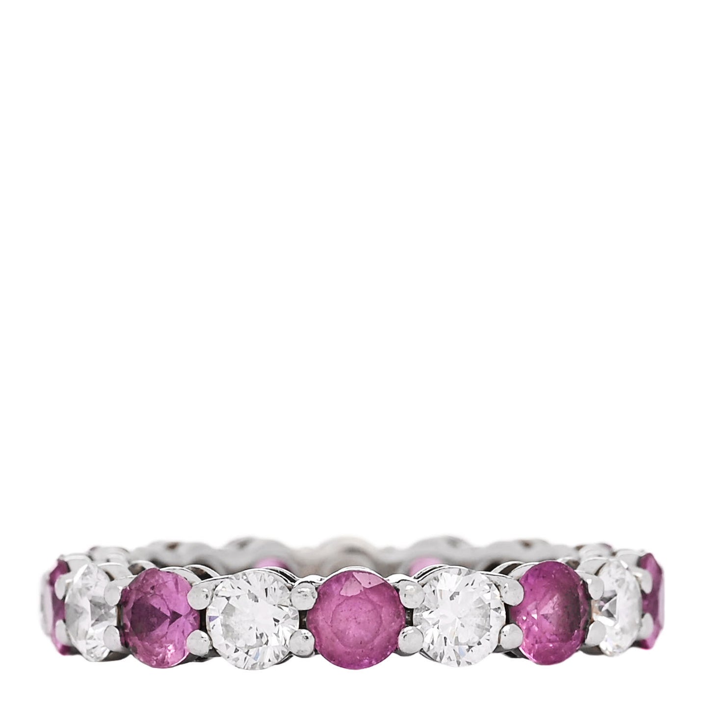 Platinum Diamond Pink Sapphire Eternity Band Ring 51 5.75