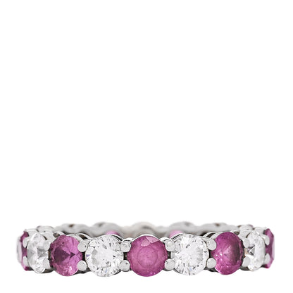 Tiffany Platinum Diamond Pink Sapphire Eternity Band Ring 51 5.75 3 of 5