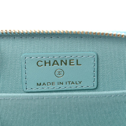 Chanel Caviar Quilted Zip Coin Purse Light Blue 6 of 8