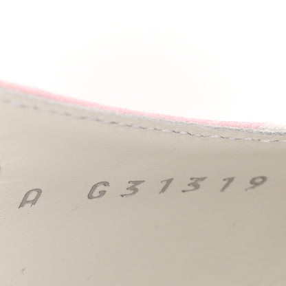 Chanel Printed Fabric Grosgrain Cap Toe Slingback Flats 37 White Pink Black 9 of 11