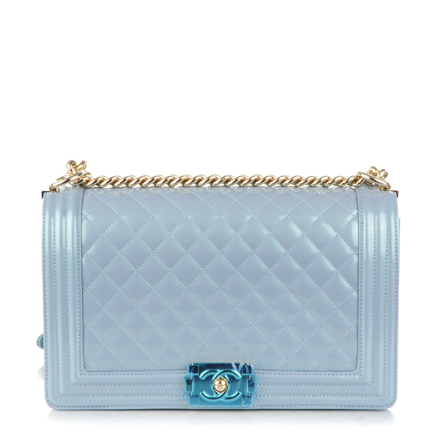 Chanel Iridescent Calfskin Quilted New Medium Boy Flap Light Blue 1 of 8