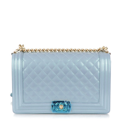 Chanel Iridescent Calfskin Quilted New Medium Boy Flap Light Blue 1 of 8