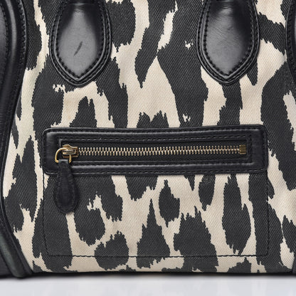 Celine Canvas Smooth Calfskin Leopard Print Mini Luggage Black 17 of 25