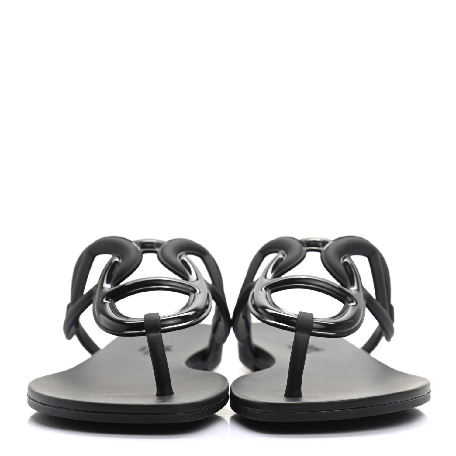 Hermes Rubber Womens Egerie Sandals 39 Black 2 of 7