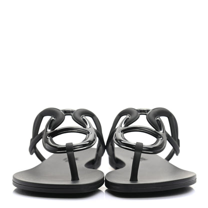 Hermes Rubber Womens Egerie Sandals 39 Black 2 of 7