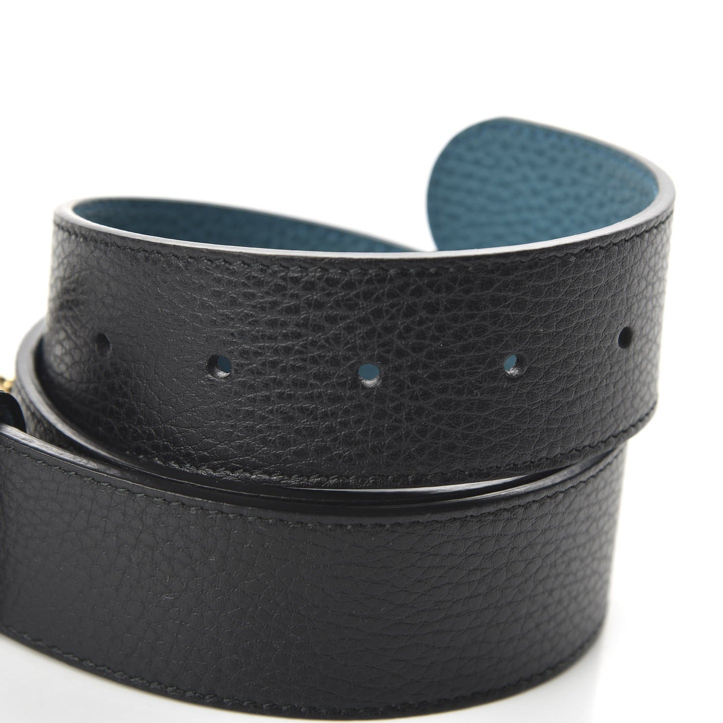 Dollar Calfskin 1973 Reversible Belt 80 32 Black Deep Cobalt