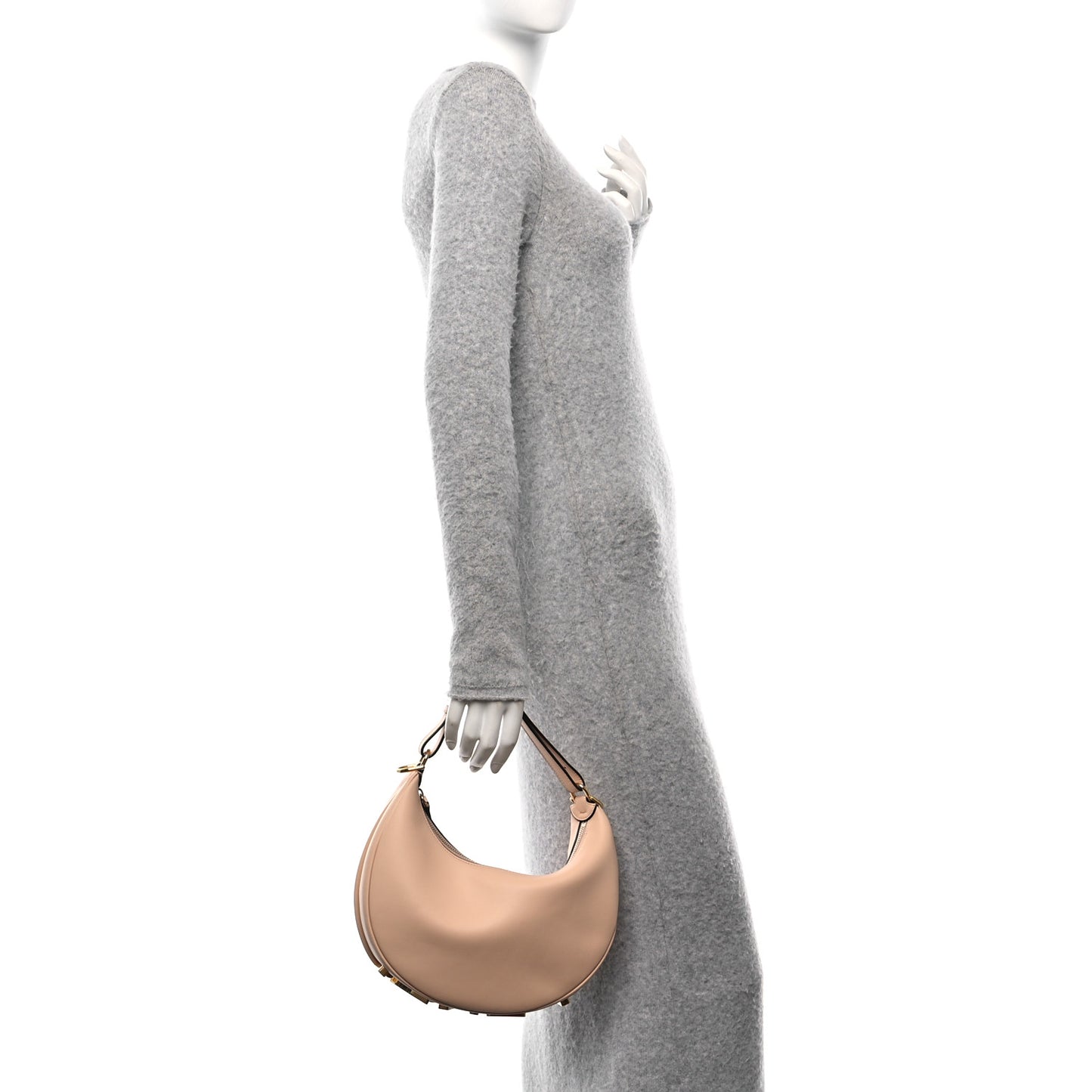 Vitello Grace Matte Small Fendigraphy Hobo Bag Light Rose