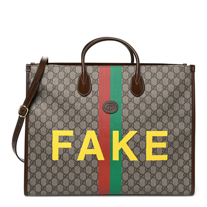 Gucci GG Supreme Monogram Fake/Not Large Retro Interlocking G Tote Bag Beige Brown Sugar 1 of 10