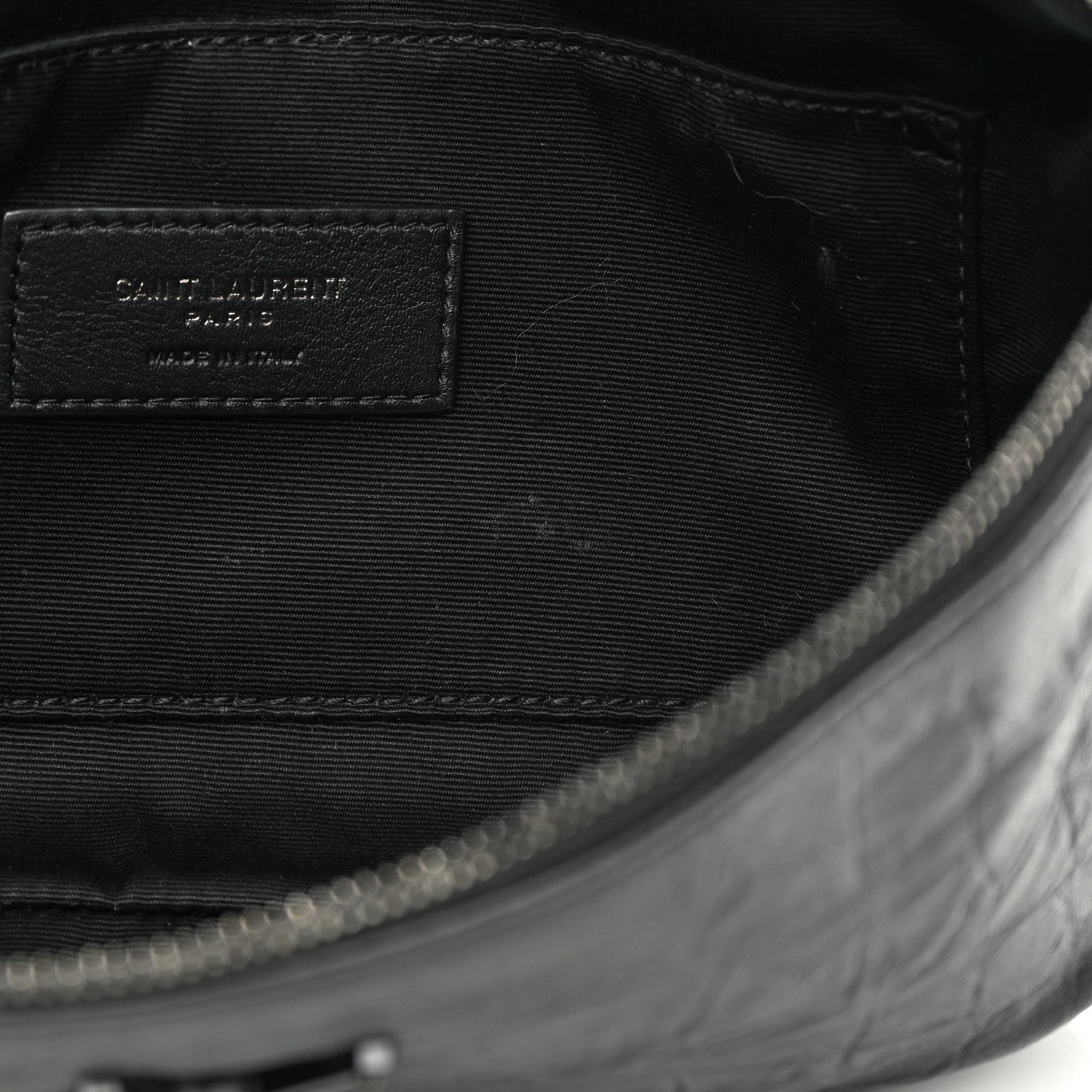 Saint Laurent Calfskin Crocodile Embossed Monogram Belt Bag Black 12 of 13