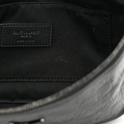 Saint Laurent Calfskin Crocodile Embossed Monogram Belt Bag Black 12 of 13