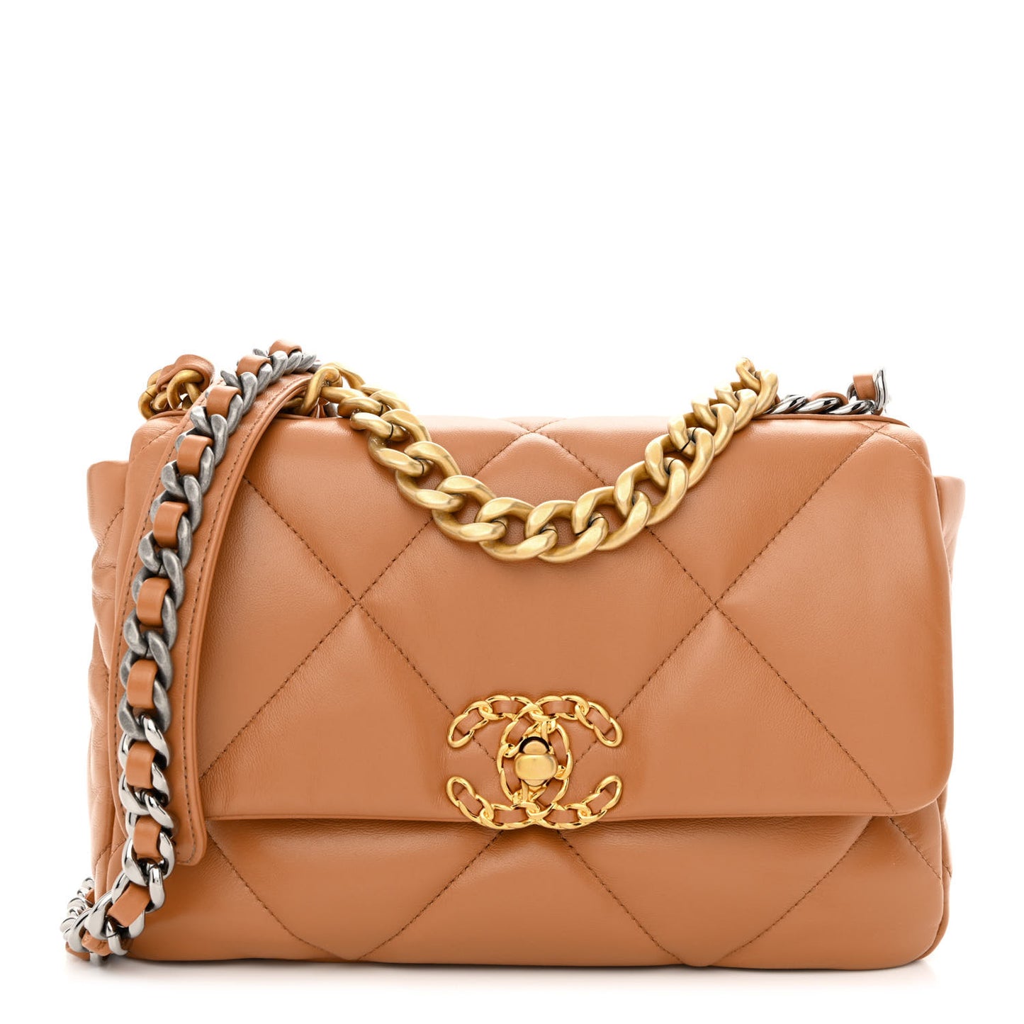 Lambskin Quilted Medium Chanel 19 Flap Brown