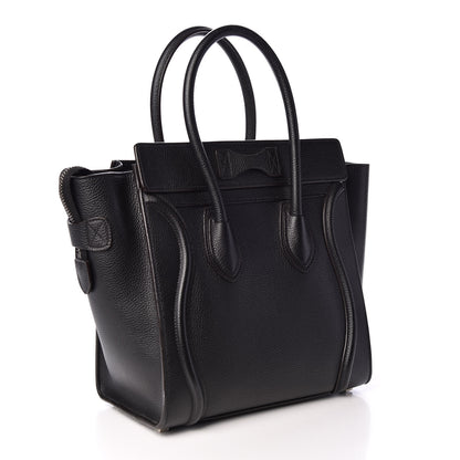 Celine Drummed Calfskin Micro Luggage Black 2 of 9