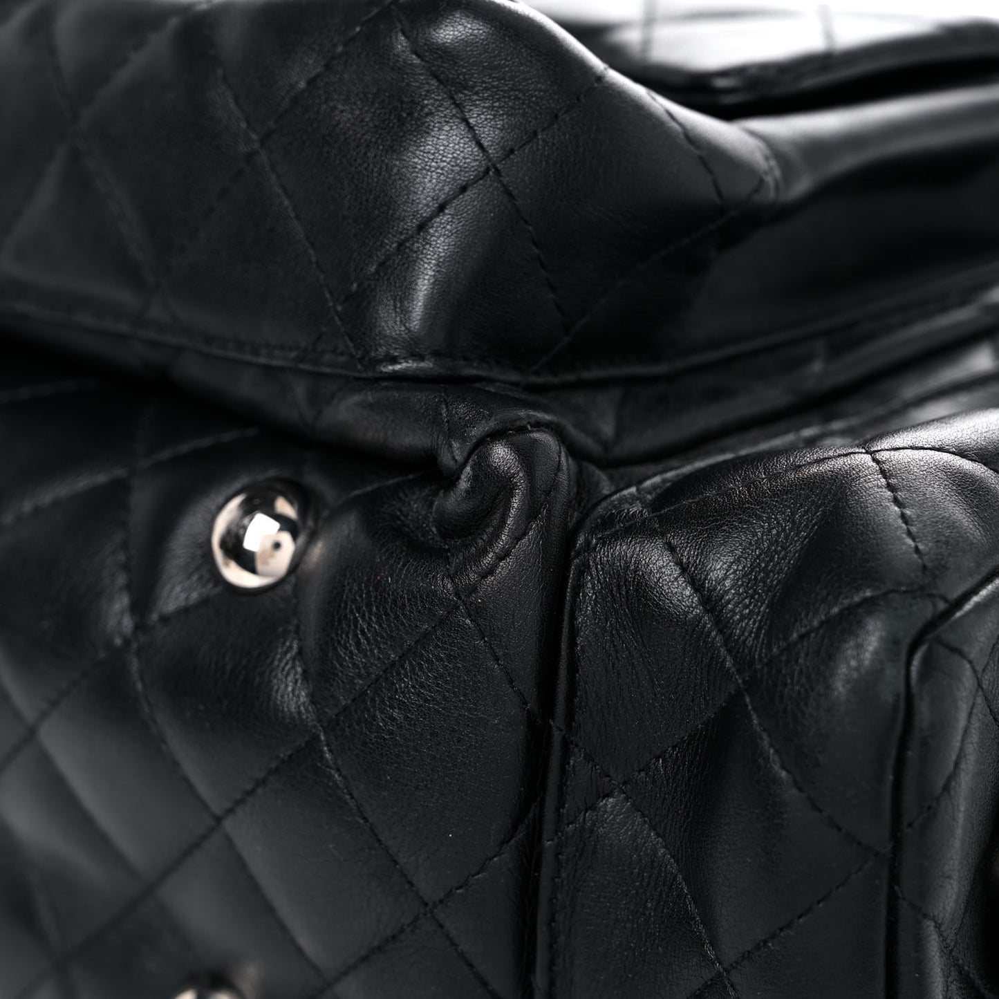 Calfskin Quilted Large Cambon Multipocket Reporter Black White