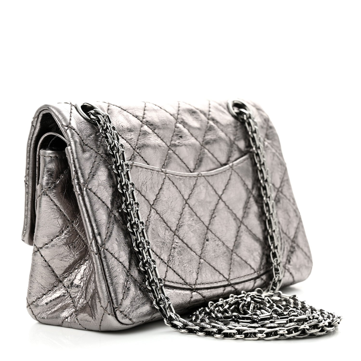 Chanel Metallic Calfskin Quilted 2.55 Reissue 224 Flap Silver 3 of 12