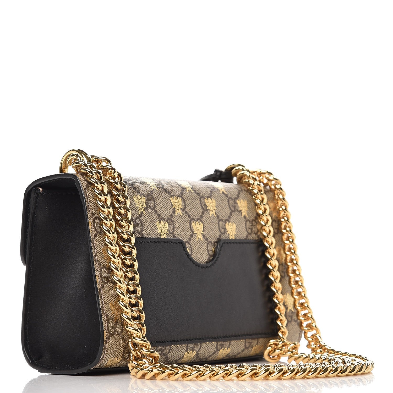 Gucci GG Supreme Monogram Bees Small Padlock Shoulder Bag Black 4 of 9