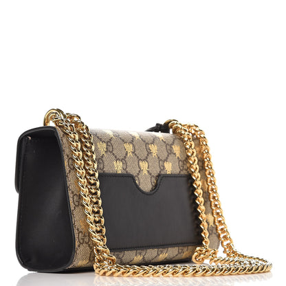 Gucci GG Supreme Monogram Bees Small Padlock Shoulder Bag Black 4 of 9