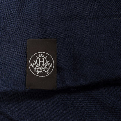 Hermes Cashmere Silk New Libris Stole Bleu Noir 4 of 4