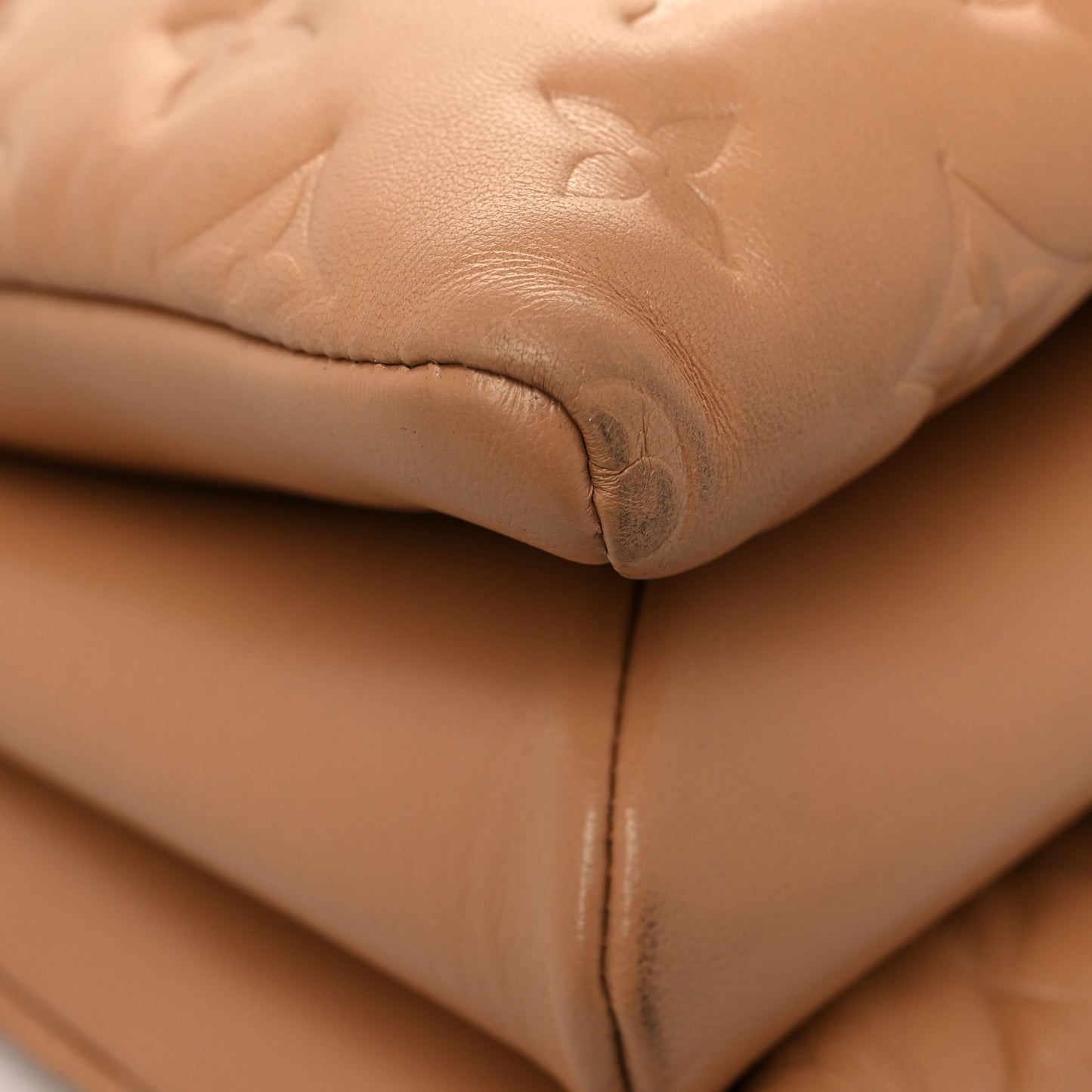Lambskin Embossed Monogram Coussin PM Camel