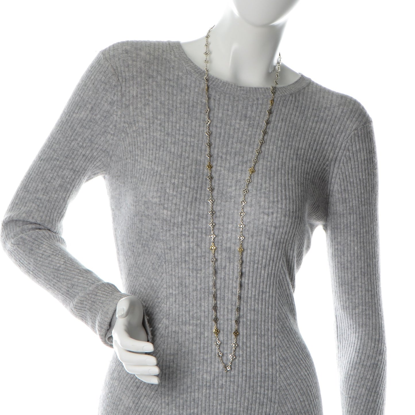 Sterling Silver 18K Yellow Gold Logo Chain Necklace
